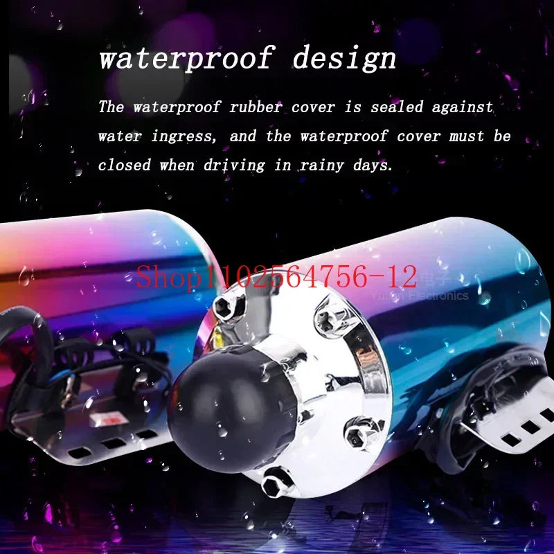 1pair Exhaust Pipe Motorcycle Electric Car Audio Bluetooth Subwoofer Plated Speaker