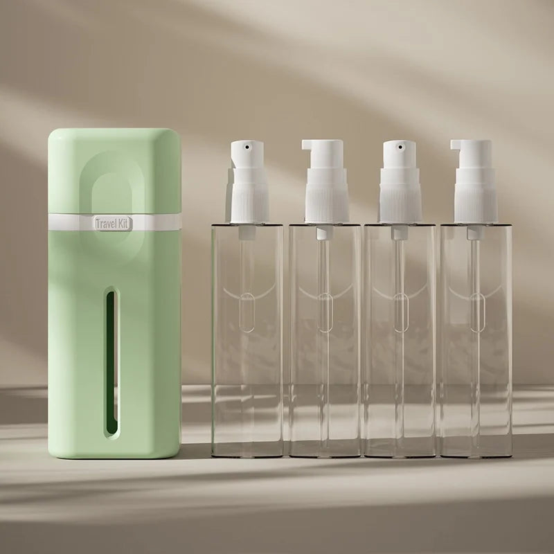 4 in 1 Travel Dispenser Bottle, Travel Bottles for Toiletries, Refillable, Leak Proof, Portable, for Travel, Camping, Business