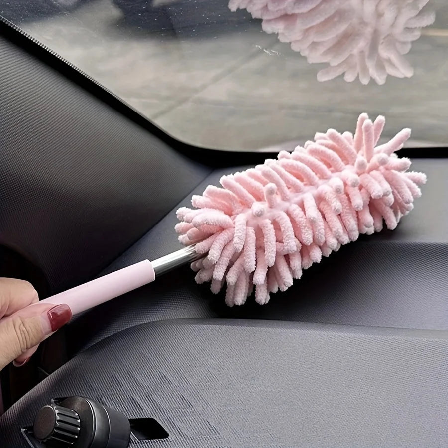 Mini Car Dust Brush - Extendable, Bendable Ultrafine Fiber Cleaning Tool for Home & Car Interior - Polyester Fiber Material