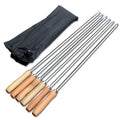 6pcs BBQ Skewers 50cm V-type Long Handle Shish Kebab Barbecue Grill Stick Wood BBQ Fork Stainless Steel Outdoors Grill Needle