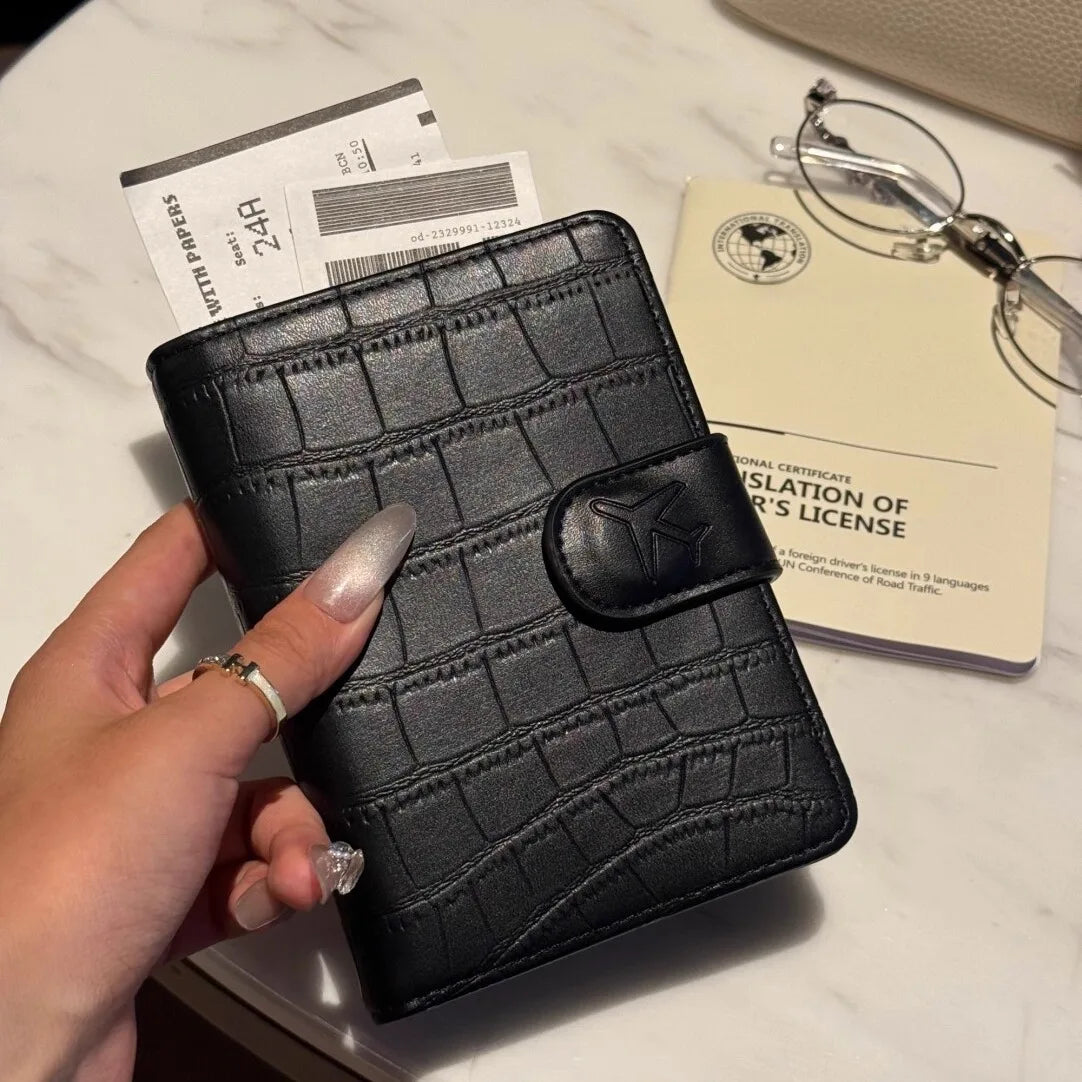 Slim Multifunctional Passport Holder Genuine Leather Travel Document Organizer Multiple Card Slots New