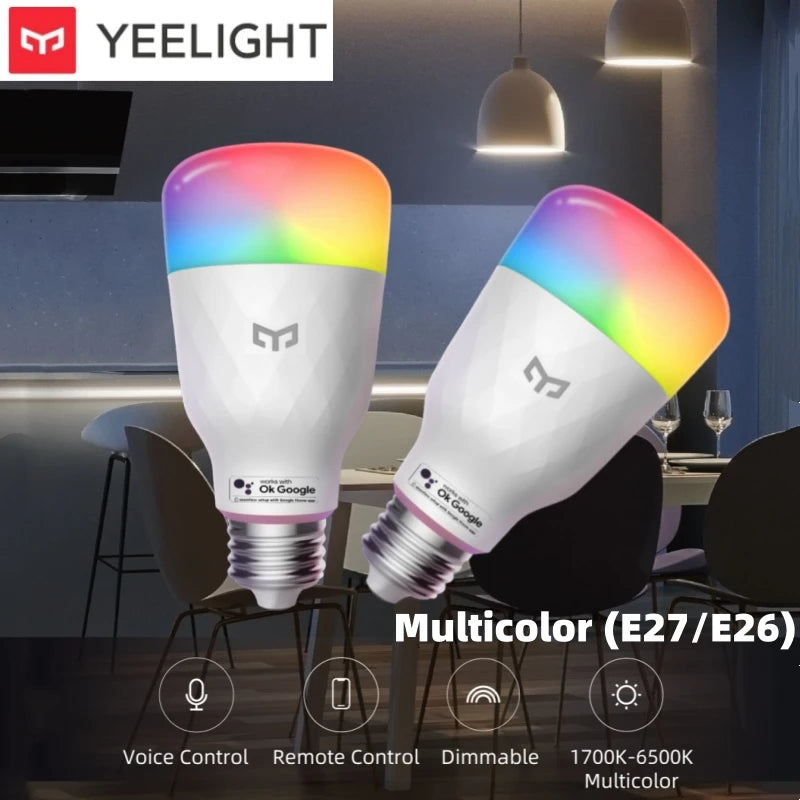 YEELIGHT Smart LED Bulb Colorful M2 Bluetooth Connection E26/E27 Dimmable 1700K-6500K Voice Control Compatible with Google Home