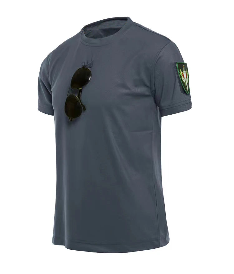 Men's Quick Dry Embroidered Plus Size Shirts Summer Male Breathable Clothes Elastic Plain Camping Climbing Hiking T-shirts