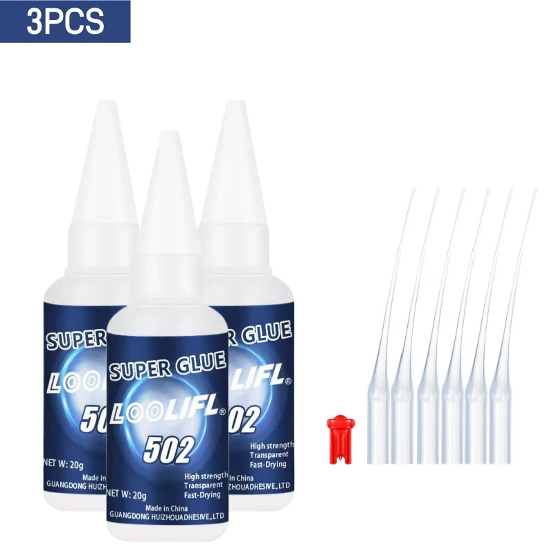 8PCS LOOLIFL 502 Super Glue 20g Strong Instant CA Adhesive Waterproof With Nozzles Metal Wood Glass Car DIY Craft Repair