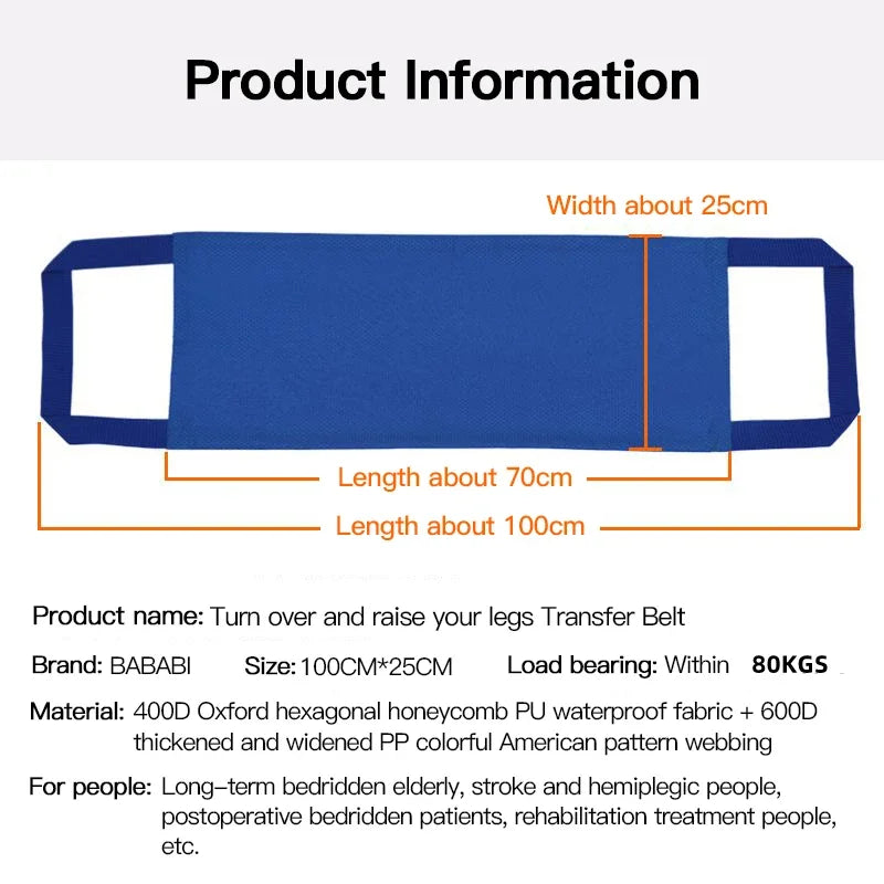 Household Patient Transfer System Soft Stretcher Belt & Repositioning Mat for Bedridden Elderly Nursing Care