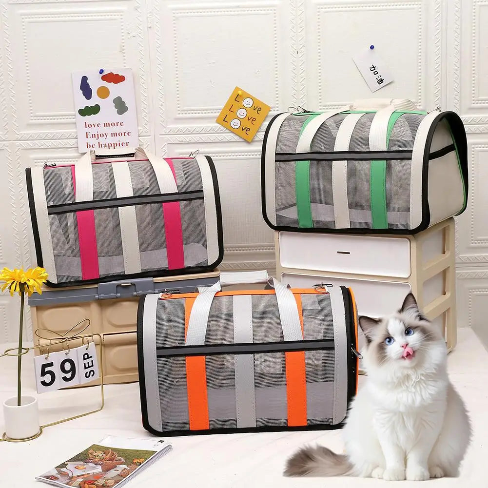 New Breathable Cat Outing Bag for Pet Dog, Summer Skew Straddle, Portable, Foldable, Small and Medium-sized Dog Cage