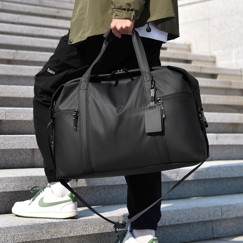 Men's Gym Bag - Black Adjustable Shoulder Strap Duffel Bag for Gym, Travel and Sports Lovers, Fitness Gear Bag