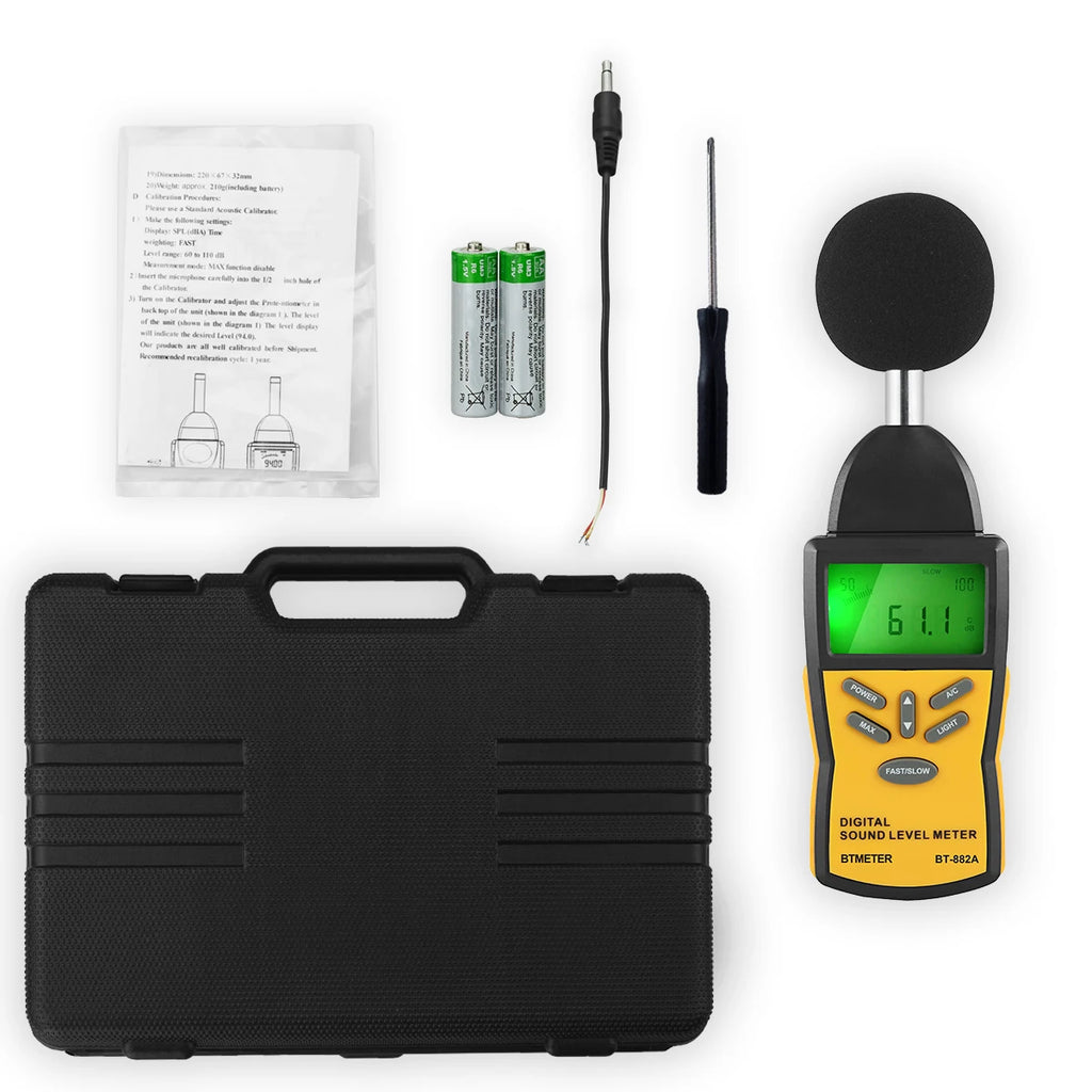 Digital Decibel Meter - Wall-Mounted Noise Level Tester (30-130dB) with Alarm & Large Red LCD Display for Home, Factory
