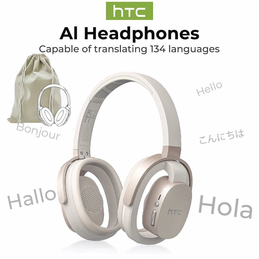 HTC HP07 Bluetooth V6.0 Wireless Open-Ear Headphones Foldable Punchy Bass Headset for PC Laptop phone TV lightweight Hollow Airy