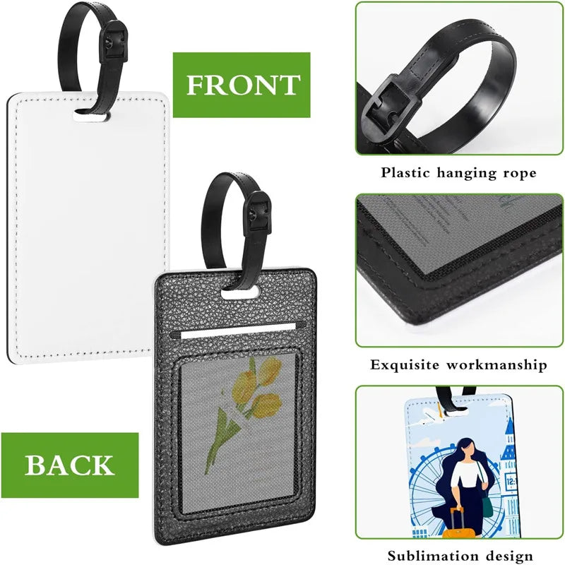 Customized Picture PU Leather Luggage Tags Customized Photo Waterproof ID Tags Travel Business High-end Leather Boarding Pass