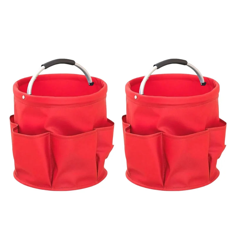 Large Capacity Multi Pocket Storage Bucket Portable Foldable Handheld Garden Tool Bag Outdoor Beach Toy Organizer Tote Basket