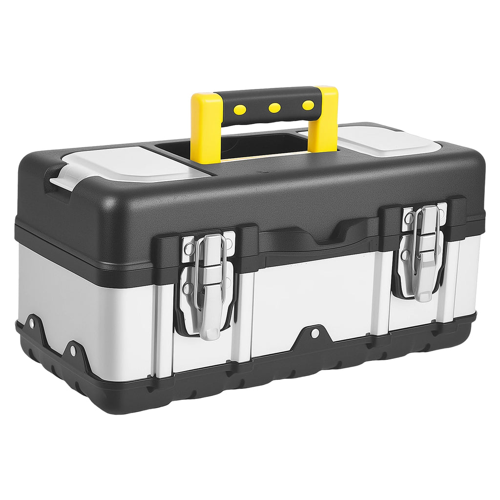 1 Pc Portable Tool Box with Removable Tray Heavy Duty Plastic and Stainless Steel Tool Storage Case for Electrician Auto Repairs