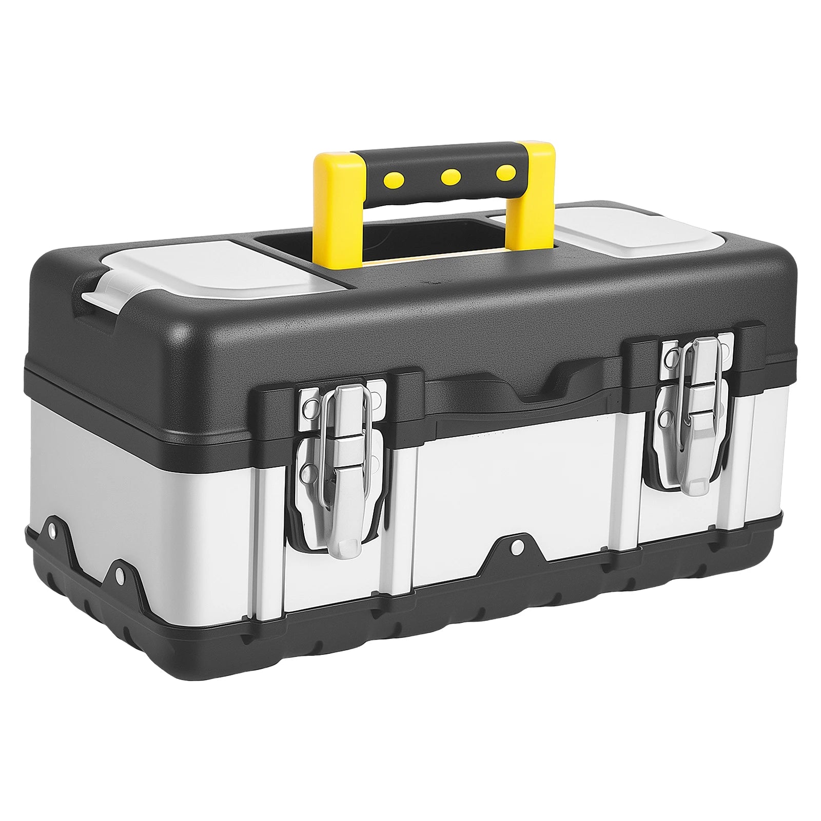 1 Pc Portable Tool Box with Removable Tray Heavy Duty Plastic and Stainless Steel Tool Storage Case for Electrician Auto Repairs