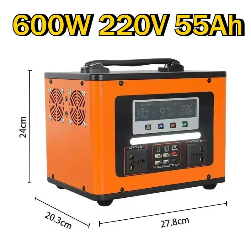 600W Portable Power Station 220V LiFePO4 High Power 555Wh 55Ah Solar Outdoor Mobile Power Supply Home Emergency Energy Storage