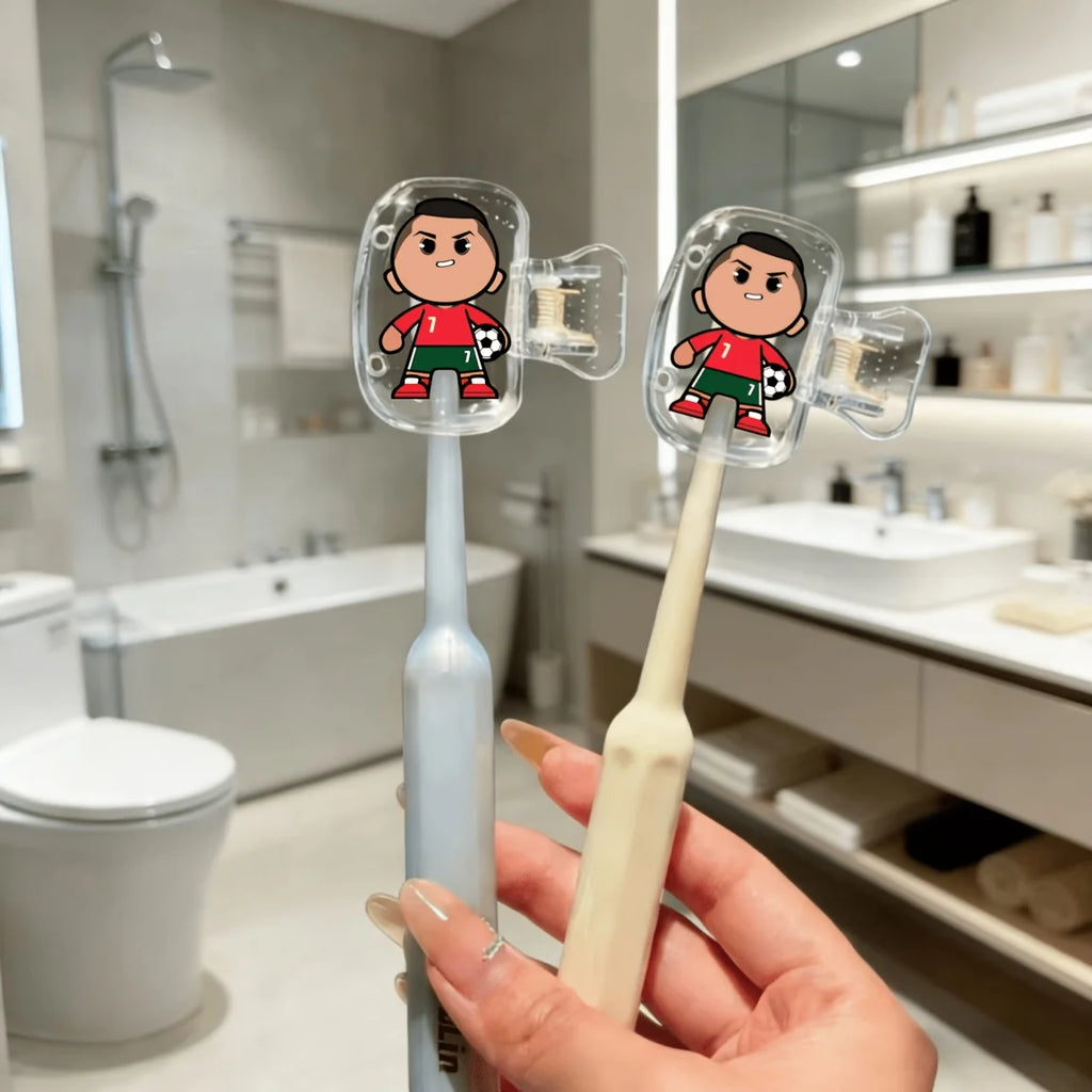 2pcs No. 7 Soccer Ball Portable Toothbrush Head Covers Storage Case Protective Cover Holder Bathroom Accessory for Home Travel