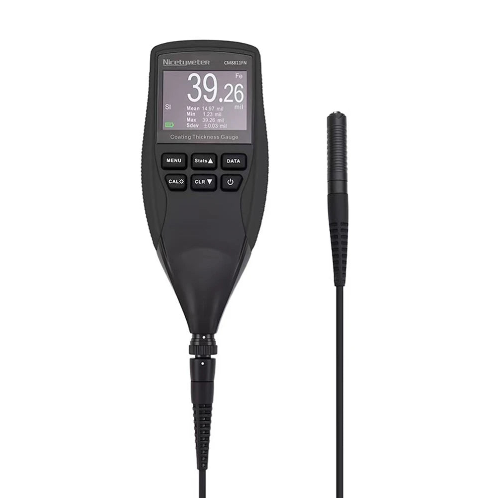 NicetyMeter Fe/NFe Digital Coating Thickness Gauge TFT LCD Car Painting Film Meter 0-1250um Separate Probe Backlight Data Store