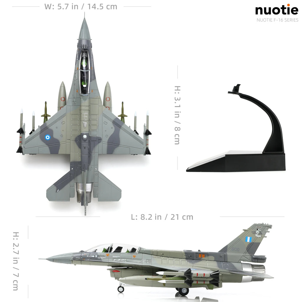 NUOTIE 1/72 F-16D Fighting Falcon US Air Force Diecast Metal w/Display & Kit Fighter Jet Model for Collectors