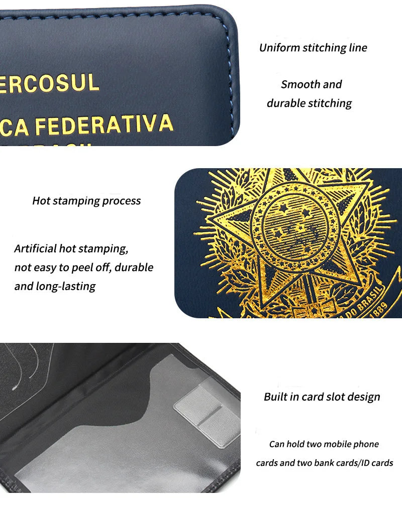 Brazilian Pu Leather Passport Cover Women Men Passport Holder Travel Passport Case for Brazil