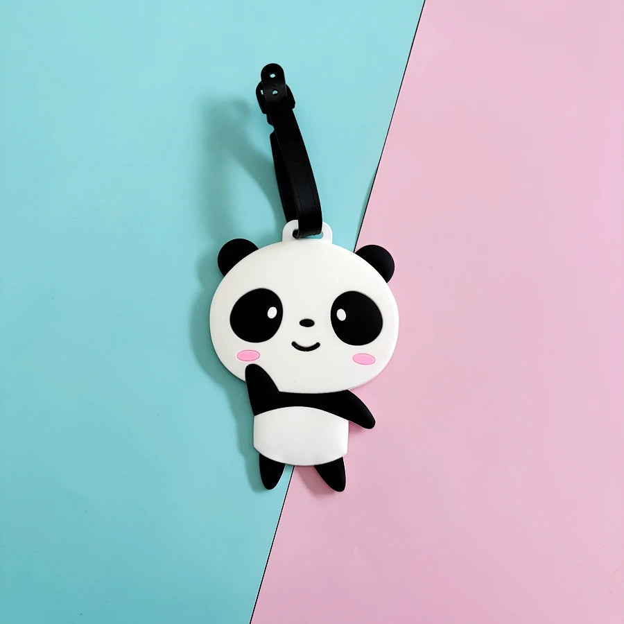 1pc/2pcs Cute Panda Luggage Tag Business Travel Airport Luggage Backpack Anti Loss ID Tag Pendant Work Name Sign