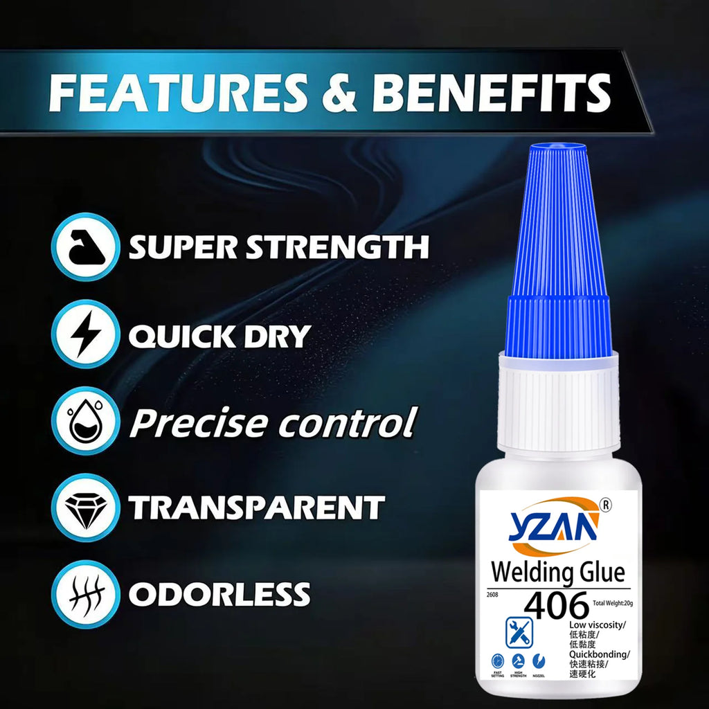 SuperGlue super strong adhesive, suitable for instant transparent adhesive of plastics, metals, wood, crafts, glass and ceramics
