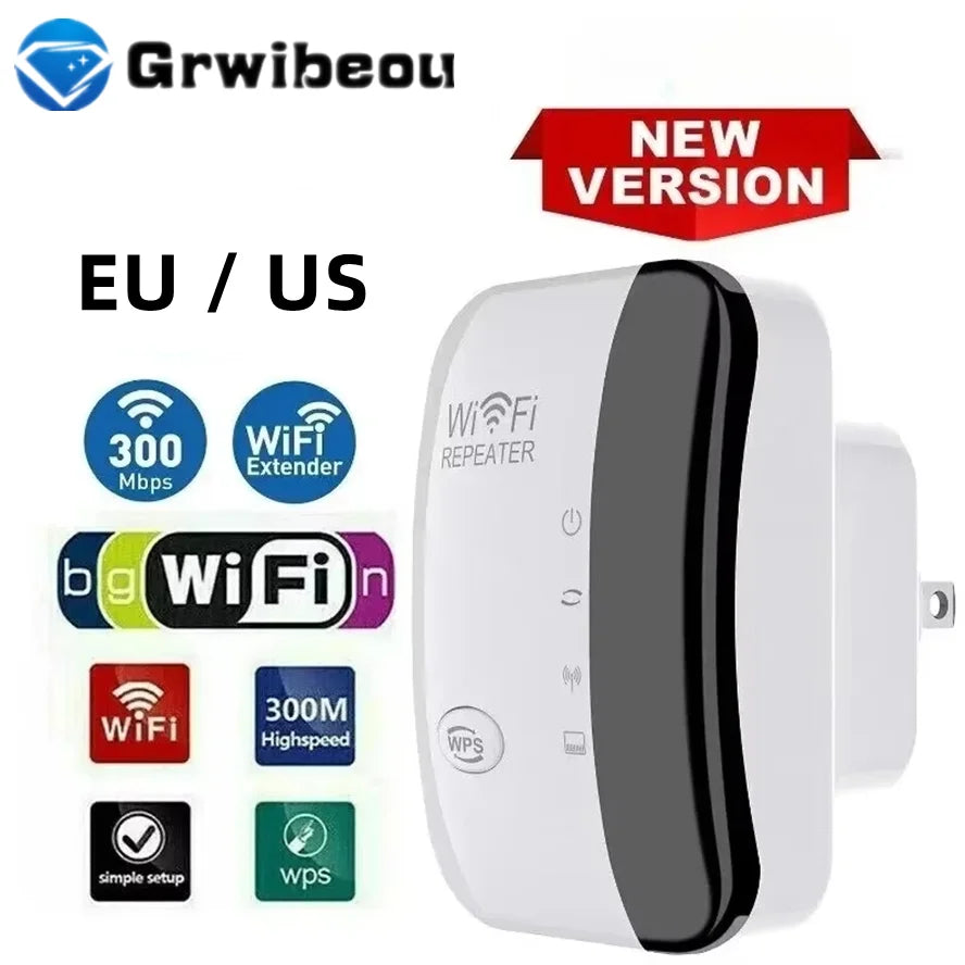 Wifi Repeater Wireless Signal Amplifier Extended Network Enhancer EU US Home Router 300m Through The Wall Bedroom Receive Moving