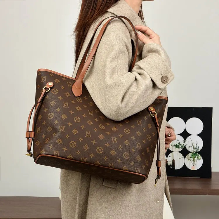 Stylish Vintage Inspired Designer Diaper Bag Women Luxury Leather Tote Large Capacity Elegant Crossbody Shoulder Bag Simple