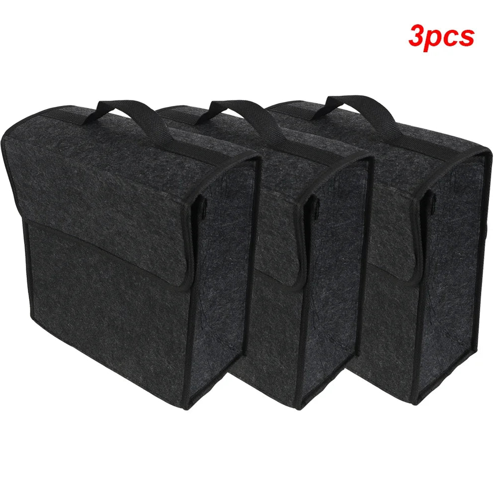 KKJOY Felt Car Trunk Organizer Folding Storage Bag for Auto Rear Seat Back Off-Road 4x4 Mounting Pouch Durable Accessories