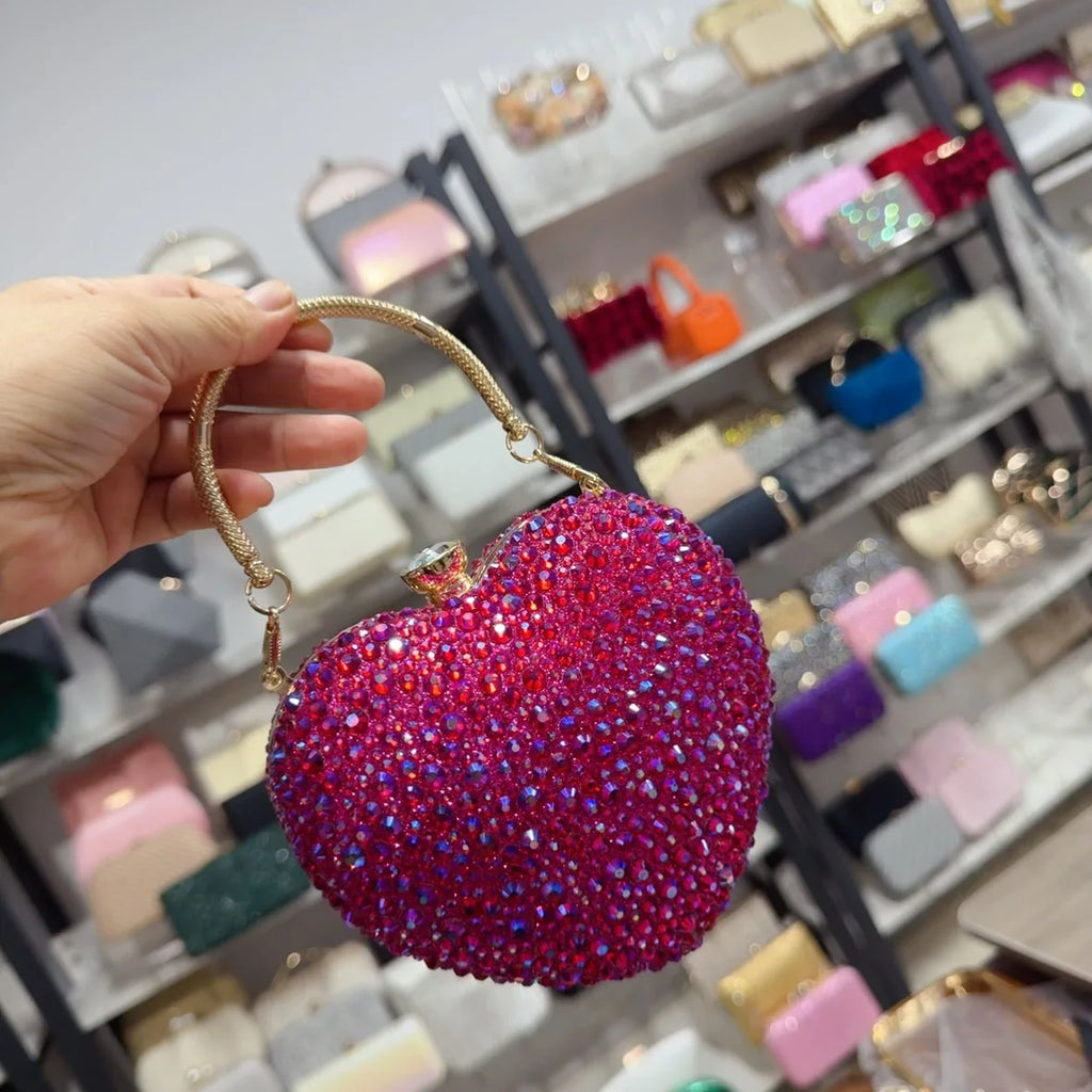 New heart-shaped diamond-embellished crossbody bag for womenminiAcrylic evening shoulder handbag