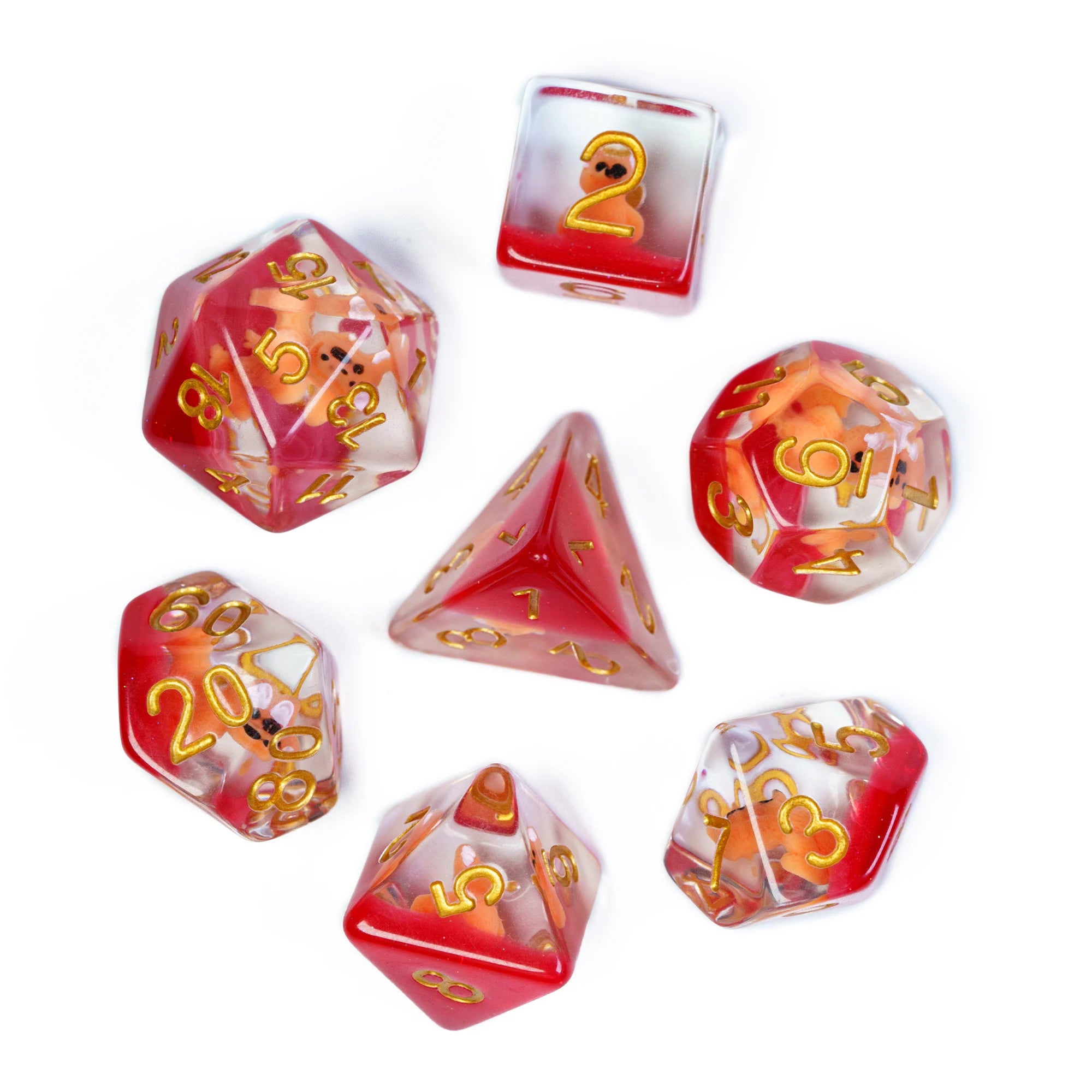 Cusdie Cute Animals DnD Dice Resin D4 D6 D8 D10 D% D12 D20 Polyhedral Dice Set for D&D Pathfinder Role Playing Table Board Games