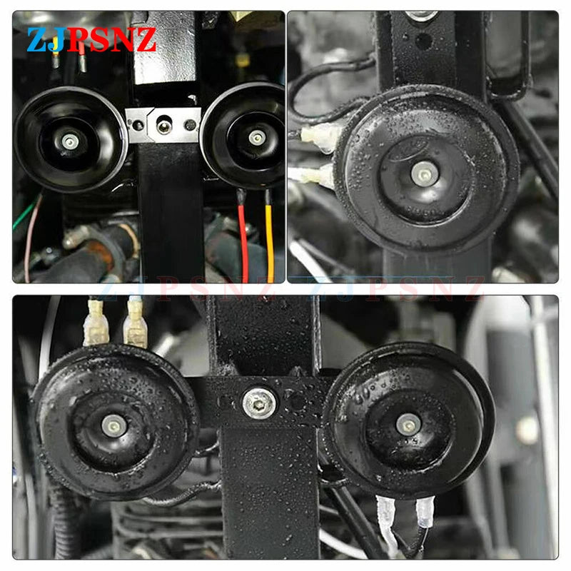 Scooter E-bike Horn 6V 12V 24V 36V 48V 60V 72V Motorcycle Electric Horn Kit 105Ddb 110db Super Loud Basin Horn Speaker Waterproo