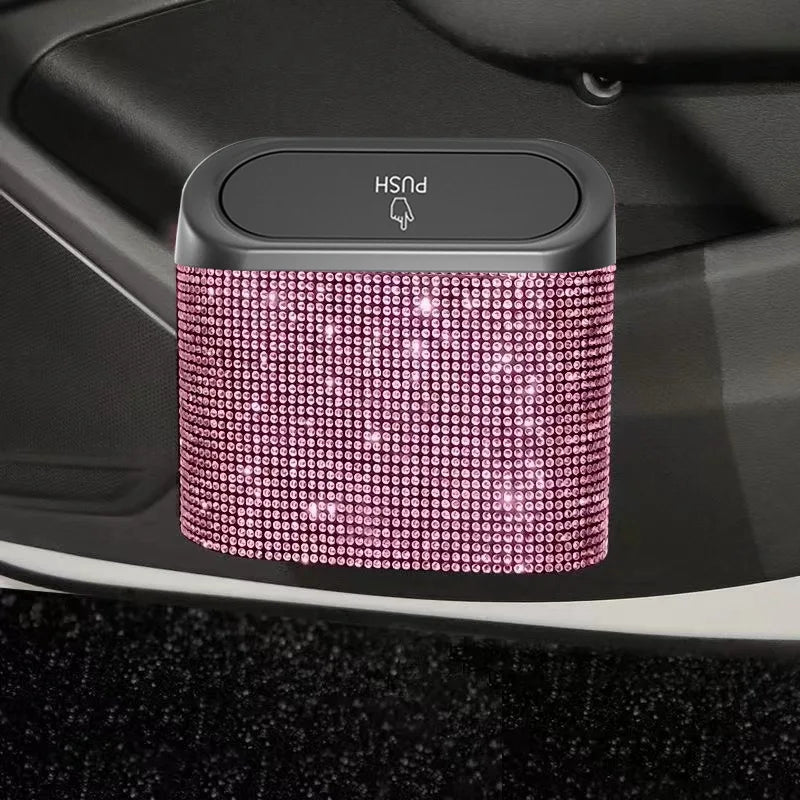 Car Door Trash Bin Bliing Girls Unbrella Storage Box Barrel Plastic Seat Back Garbage Dust Case Trash Can For Women Interior