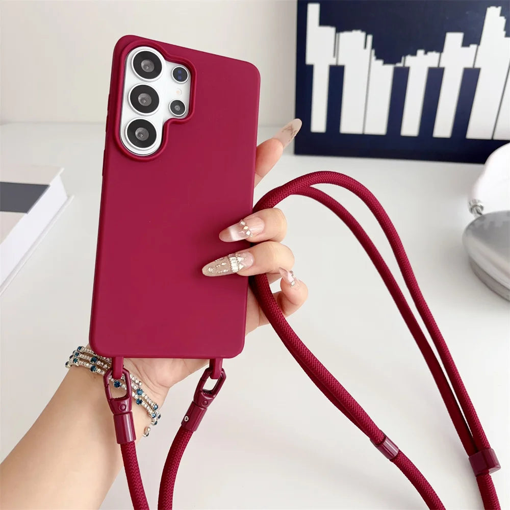 Official Lanyard Case For Samsung Galaxy S26 S25 Edge S24 Ultra S23 S22 S21 Plus S20 FE A16 A06 5G Crossbody Cord Strap Cover