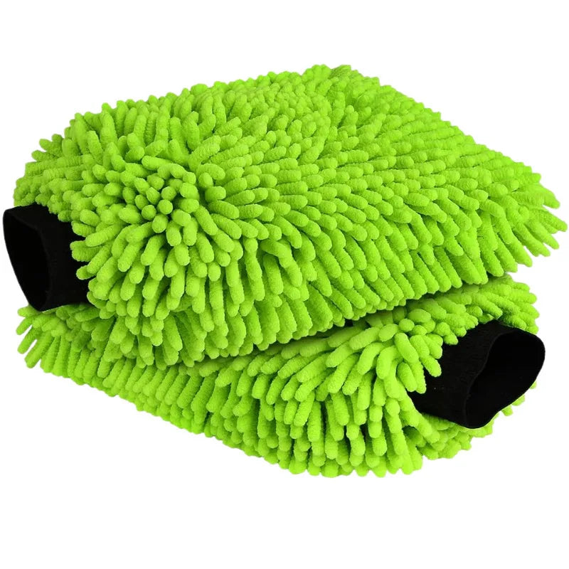 1-10PCS Microfiber Car Wash Green Gloves Portable Car Cleaning Mitt Super Absorbent Sponge Scratch Free Auto Cleaning Tool