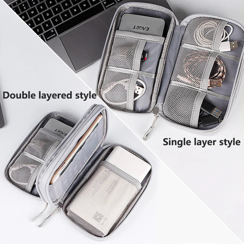 Multi-layer Digital Accessory Storage Bag Dust Proof Power Supply Hard Disk Protective Cover Power Bank Data Cable Storage Bag