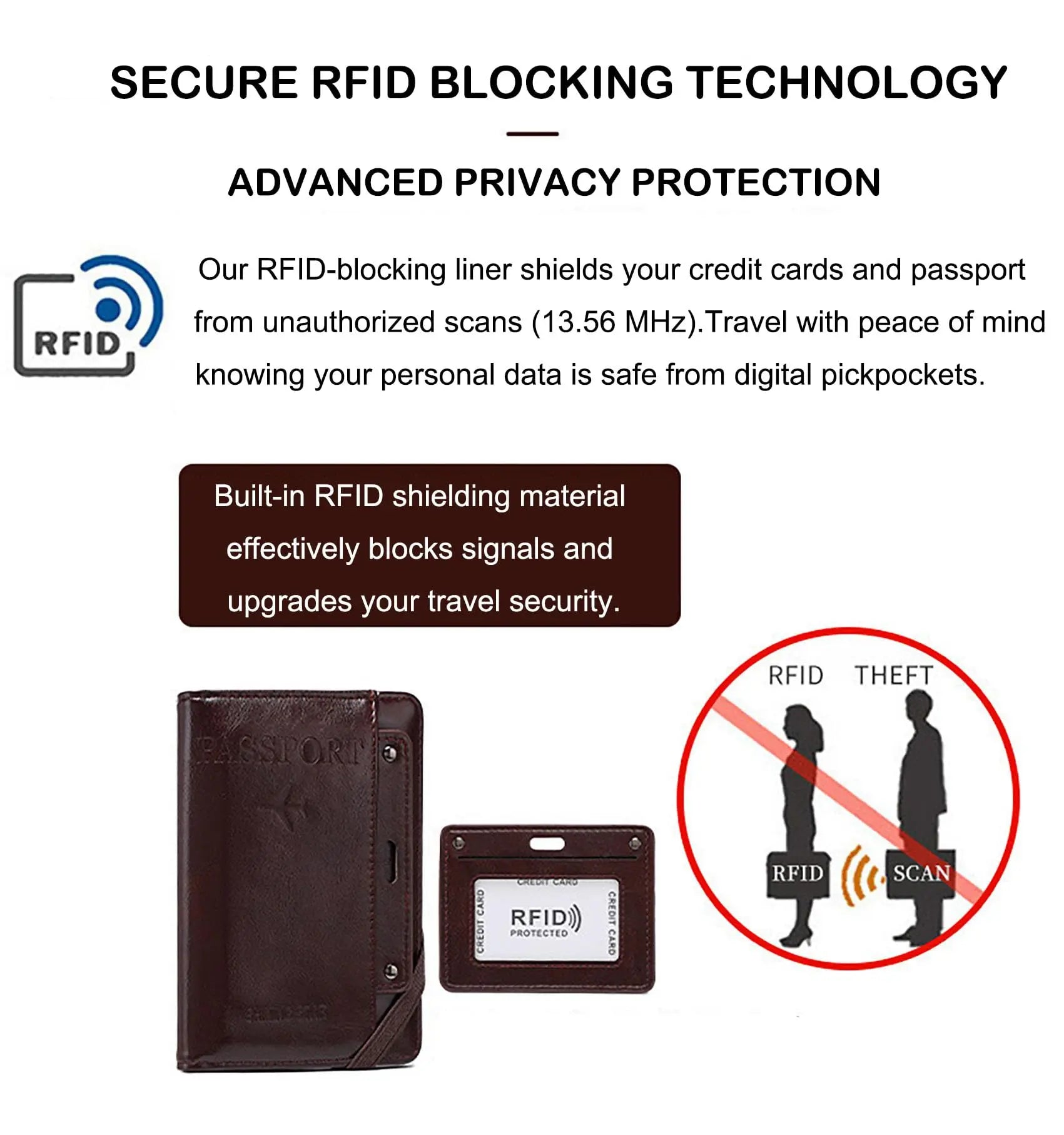 Men Women Leather Passport Holder Cover RFID Blocking Travel Wallet Passport Case with Pen Holder Dual SIM Card Slots