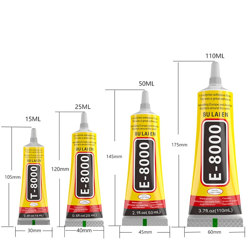 15/50/110ml E8000 Multi-Purpose Liquid Glue Super Xyun Adhesive for Jewelry Crafts Rhinestones DIY Phone Screen Glass Nail Gel