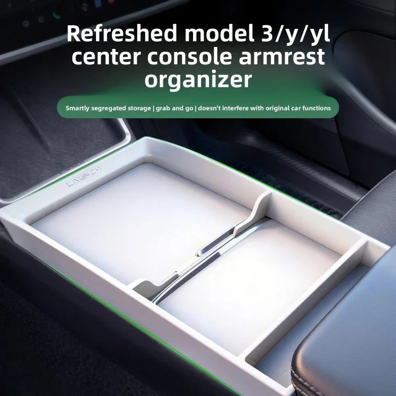 For Tesla New Model 3 Highland / Model Y /YL Center Console Armrest Storage Tray Organizer Box ABS Interior Accessories