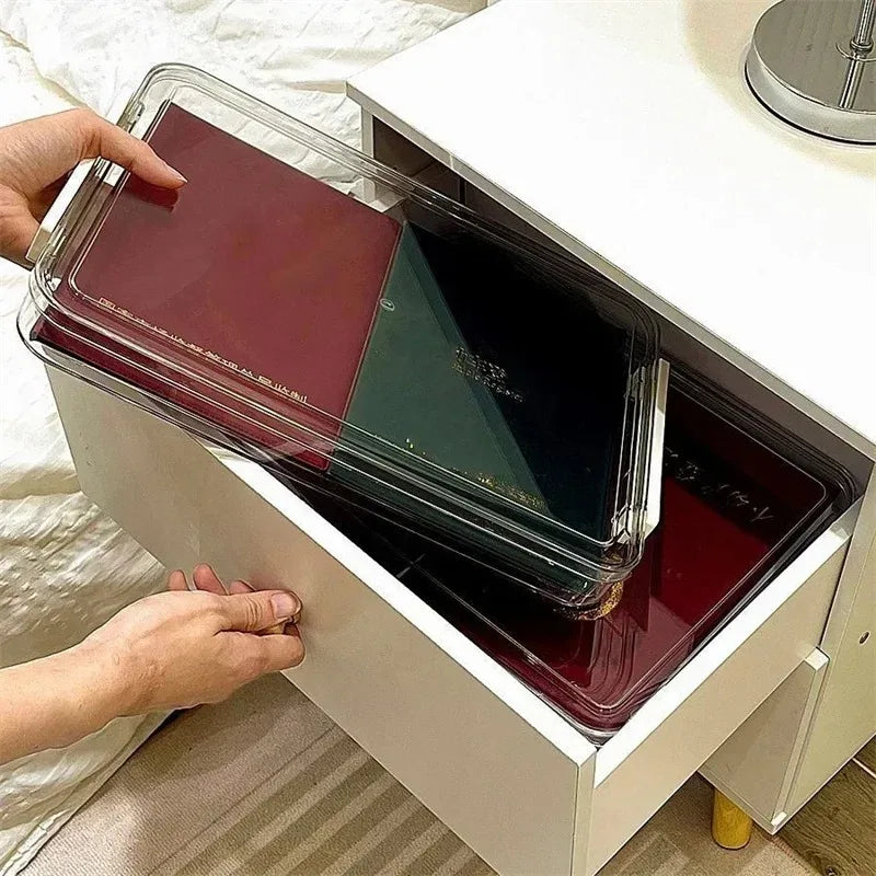 1-3 pcs Clear Plastic Document Storage Box with Handle - A4 File Organizer for Desk, Office, and School