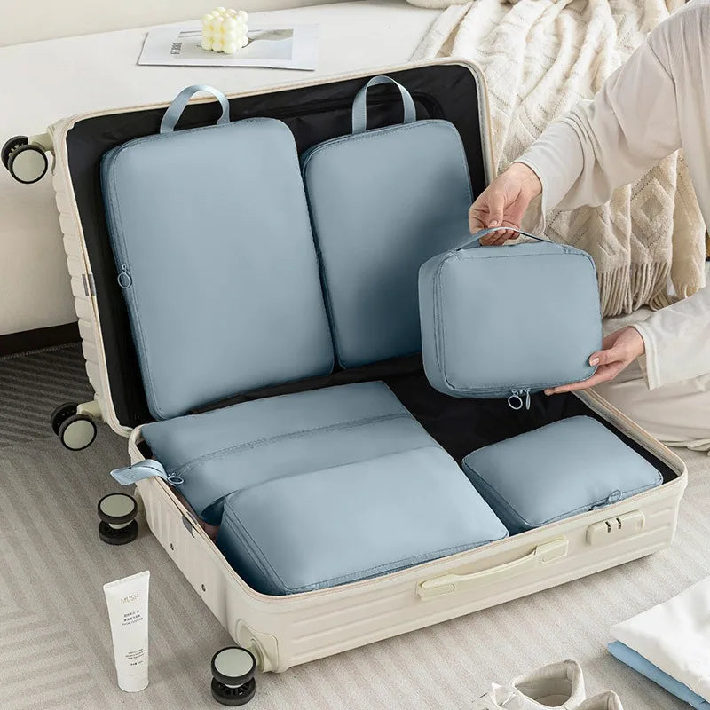 6 pcs Travel Compression Packing Cubes Luggage Bag Handheld Clothes Storage Bag Portable Suitcase Expandable Saver Space Bag