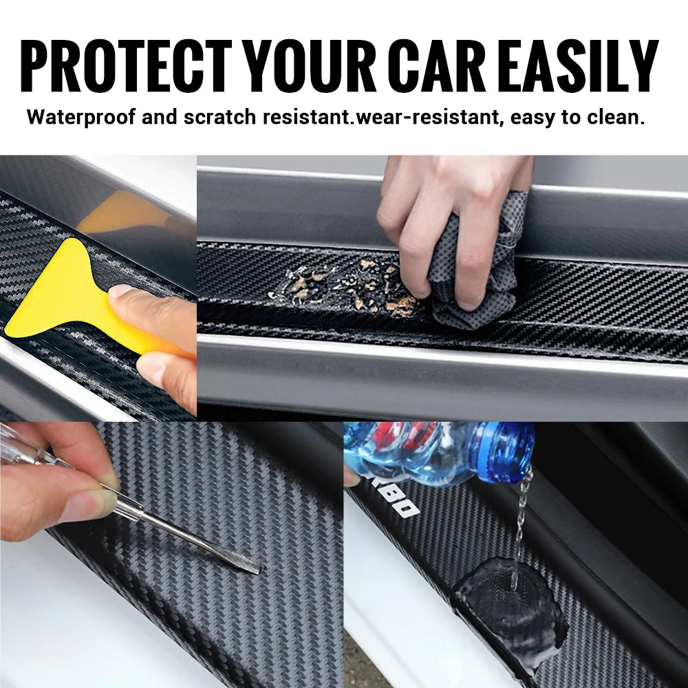 4Pcs Car Door Carbon Fiber Sill Scuff Plate Decoration Sticker For Volkswagen GTI Golf Caddy Passat CC Lavida Sagitar Scirocco