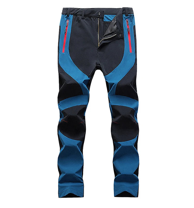 Outdoor Quick Drying Pants For Men Sports Breathable Spring Hiking Pants Elastic Casual Camping Fishing Trousers Splicing Colors