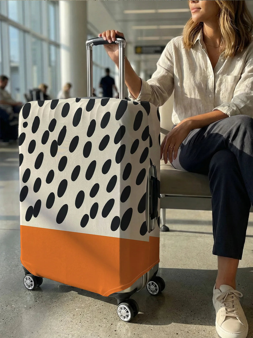 Orange block contrasting luggage protection cover, suitable for 18-32 inch luggage covers, luggage handle gloves, travel accesso