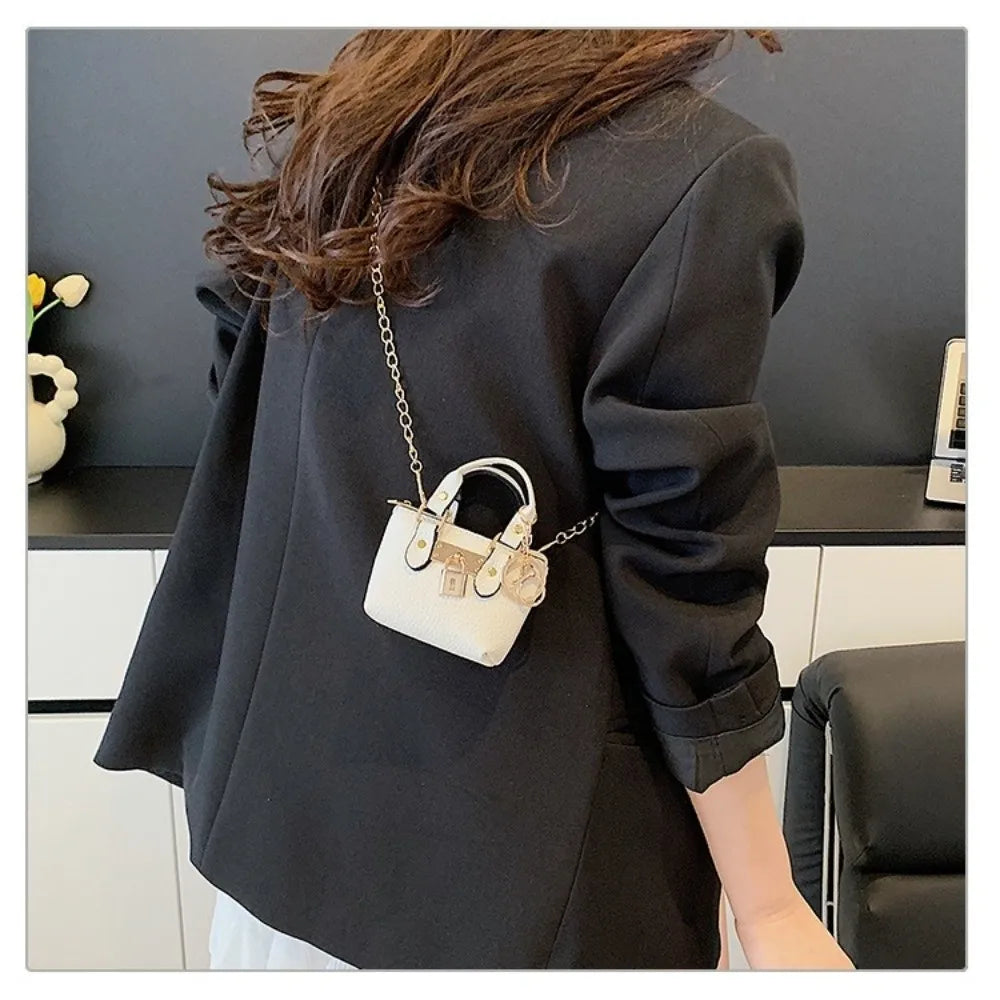 Portable Mini Small Square Bag Hand-held One-shoulder Shoulder Bag Chain Strap Wallet Keychain Women