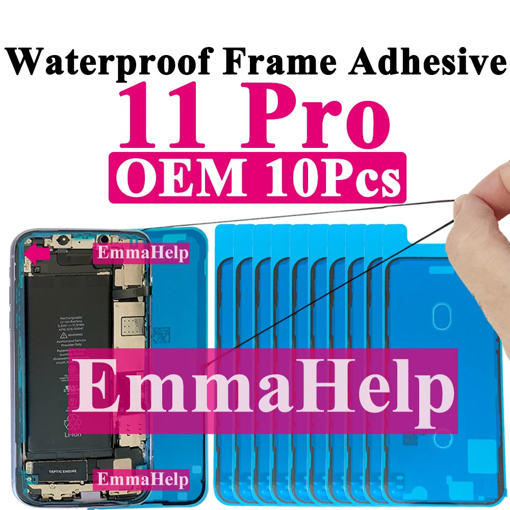 10pcs Waterproof Sticker for iPhone 16 Pro Max 17 14 13 12 11 15 XS XR 8 SE 3M Seal Adhesive Pre-Cut LCD Screen Frame Tape Glue