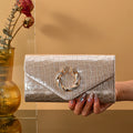 New stone print simple clutch bag Wedding party dinner bag Retro large capacity fashion clutch bag Metal chain shoulder bag