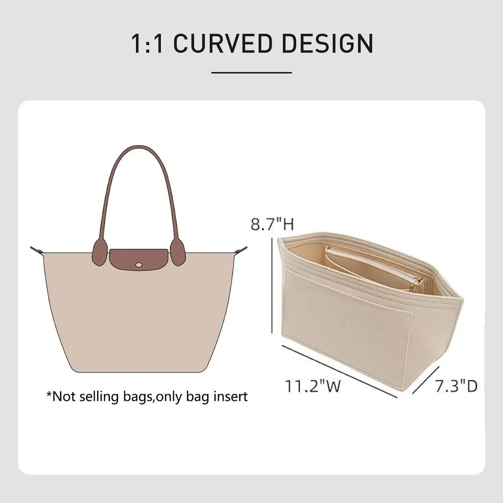 Bag Insert For LongChamp Mini Bag Organizer Felt Mini Bag Organizer for le pliage Green Pouch with Handle Small Handbag Shaper