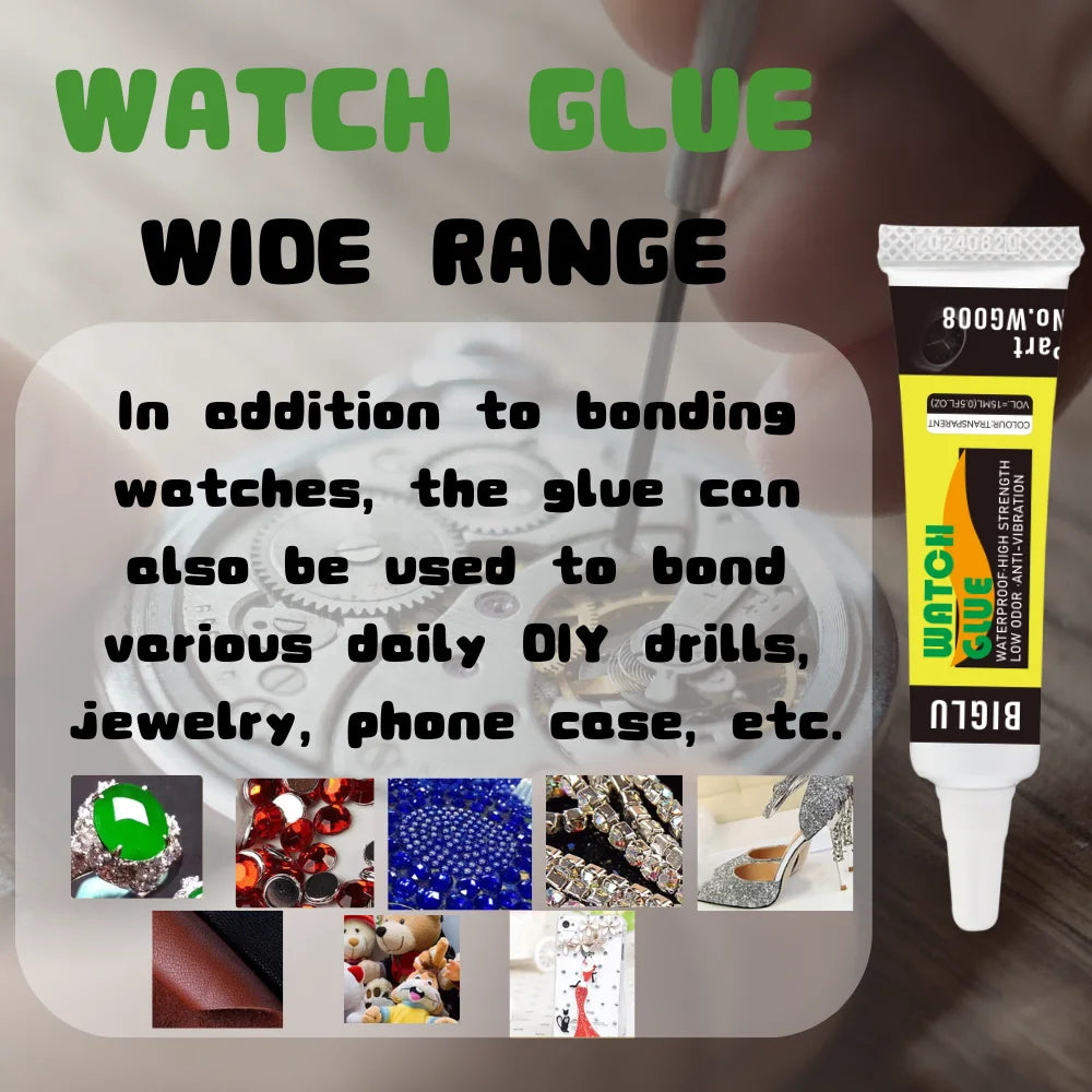 BIGLU Transparent Waterproof Soft Repair Smart Watch Glue Seal Metal Glass Jewelry DIY Cover Frame Adhesive 15ml