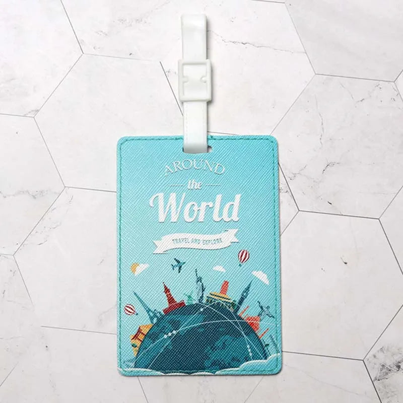 Creative World Map High Quality Travel Accessories Luggage Tag PU Suitcase ID Addres Holder Baggage Boarding Tag Portable Label