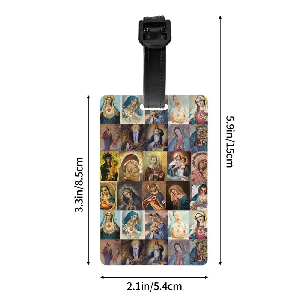 Custom Virgin Mary Luggage Tag Privacy Protection Catholic Christian Baggage Tags Travel Bag Labels Suitcase