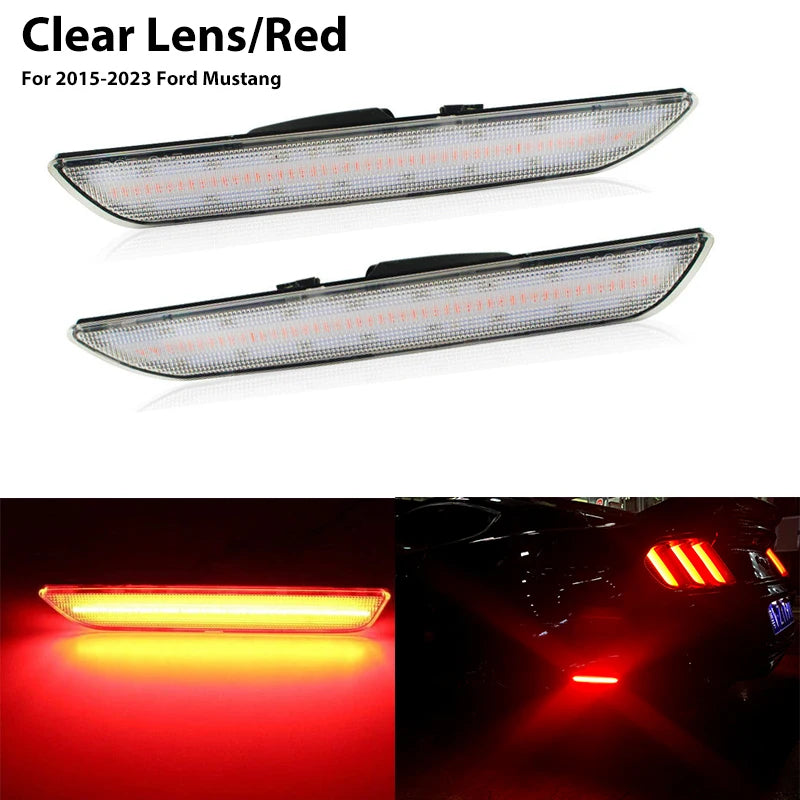 iJDM For 2015-2023 Ford Mustang Red/White Rear Side Fender Marker Light Parking Light/Driving Lights,OEM Sidemarker Lamps 12V